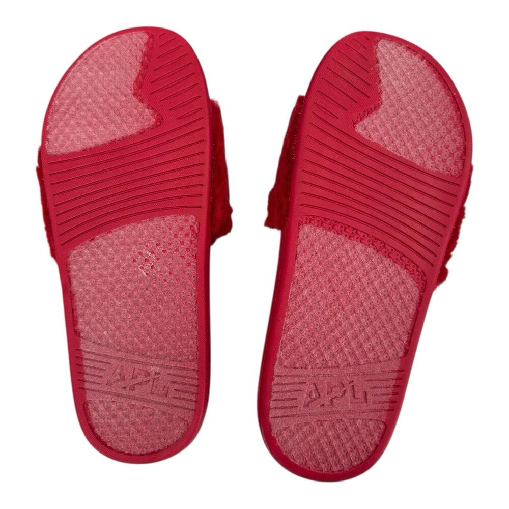 APL Women’s Shearling Furry Slide Sandals in Red/Silver Size 10 - Picture 4 of 6